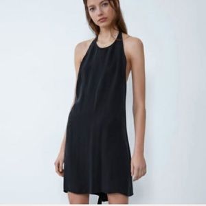 Zara flowy black halter dress